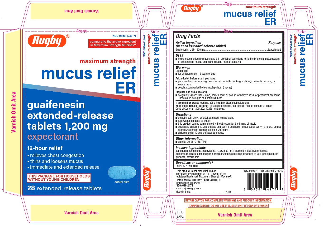 Pill image for Rugby Guaifenesin Extended Release Tablets 1200 Mg