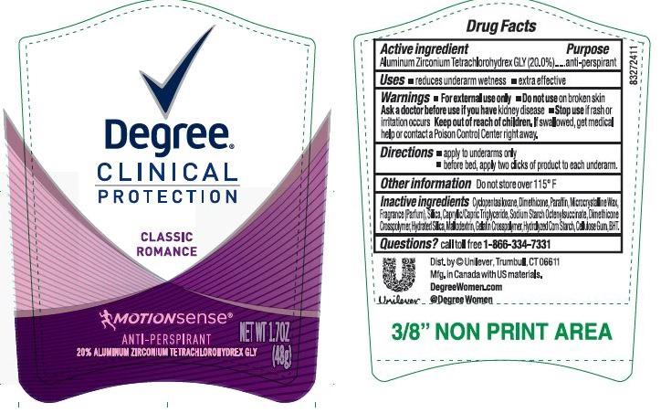 Pill image for Degree Clinical Protection Motion Sense Classic Romance Antiperspirant Deodorant