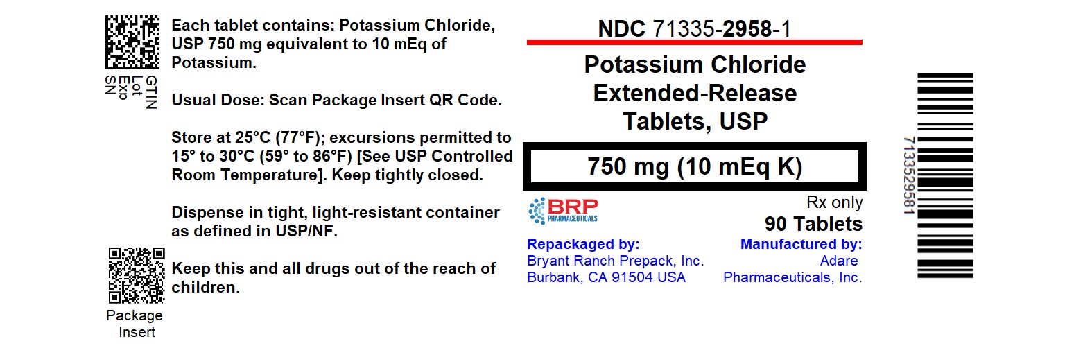 Pill image for Potassium Chloride Extended Release Tablets, Usp 10 Meq K