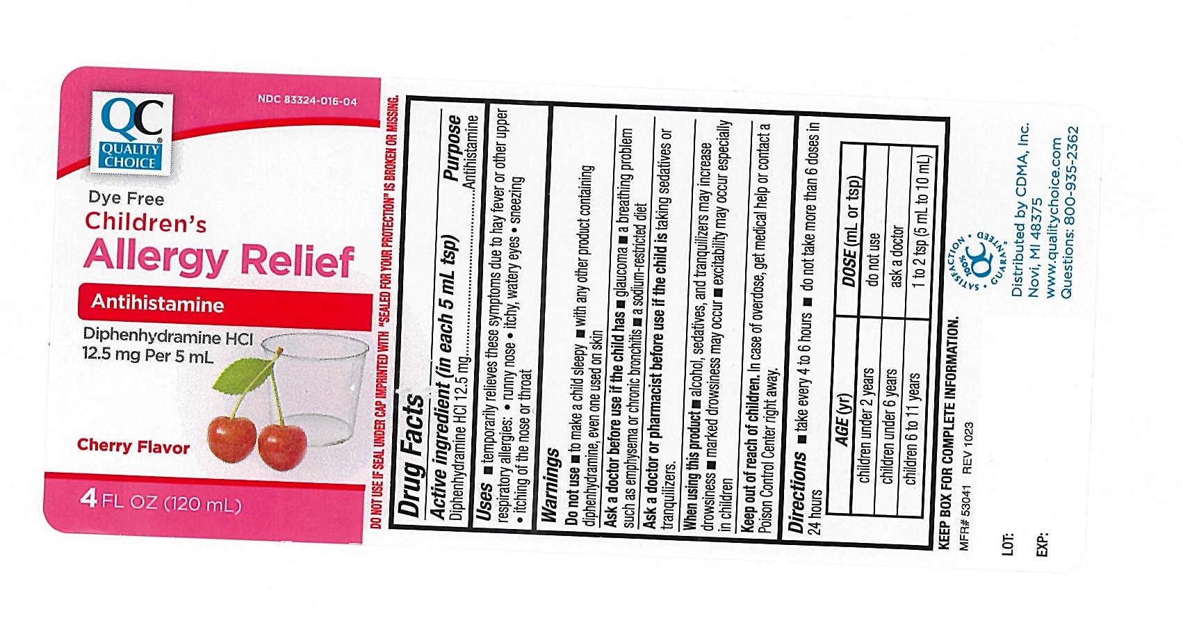 Pill image for Quality Choice Dye Free Childrens Allergy Relief 549