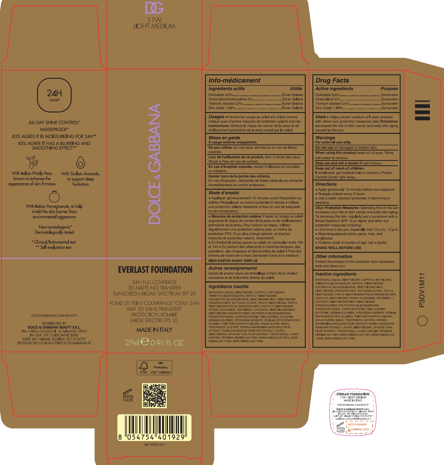 Pill image for Dolce & Gabbana Everlast Foundation Spf 20 - 11w Light Medium