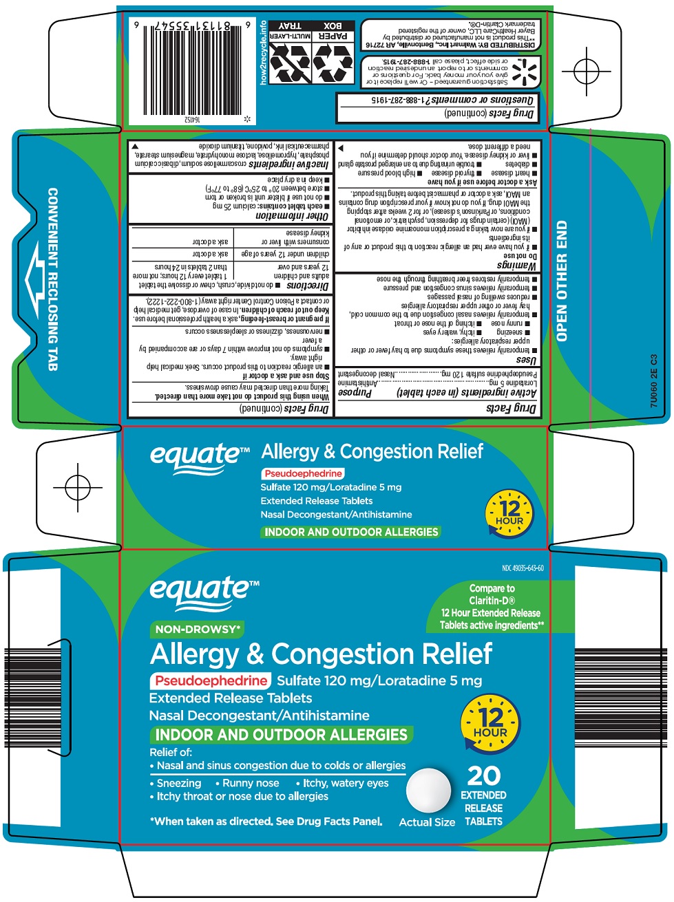 Pill image for Wal-mart Allergy And Congestion Relief Drug Facts