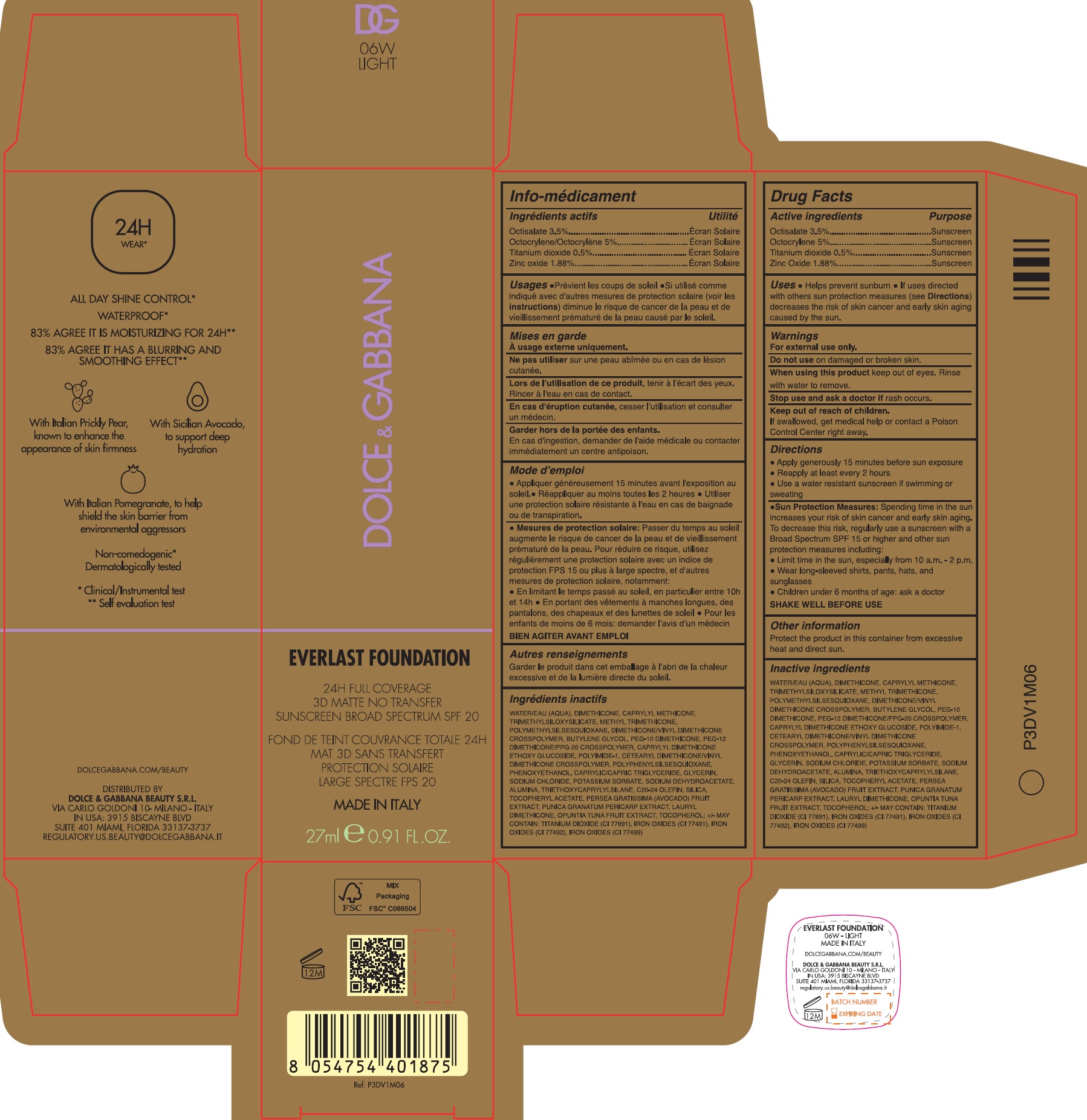 Pill image for Dolce & Gabbana Everlast Foundation Spf 20 - 06w Light