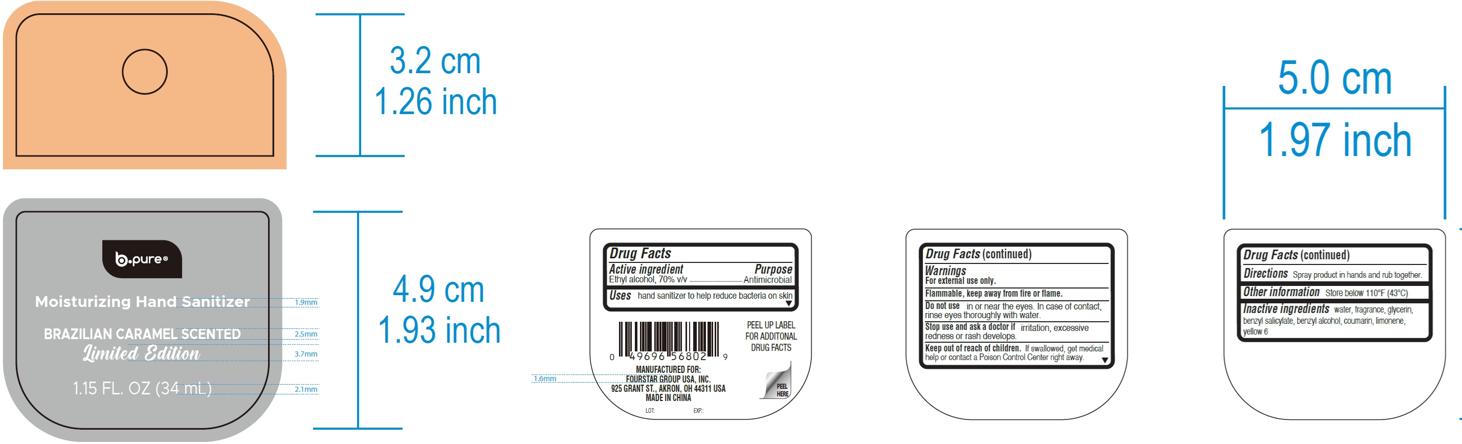 Pill image for B-pure Moisturizing Hand Sanitizer, Brazilian Caramel Scented