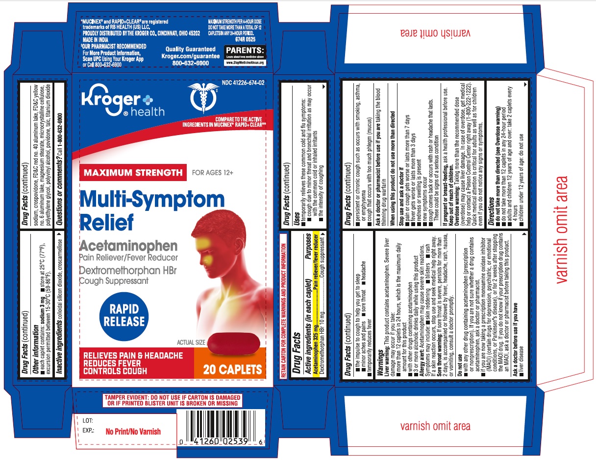 Pill image for 674r-kroger-acetaminophen, Dextromethorphan Hbr Caplets