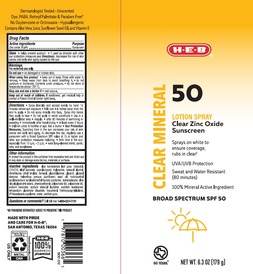 Pill image for Heb 50 Clear Mineral Clear Zinc Oxide Sunscreen Lotion Spray