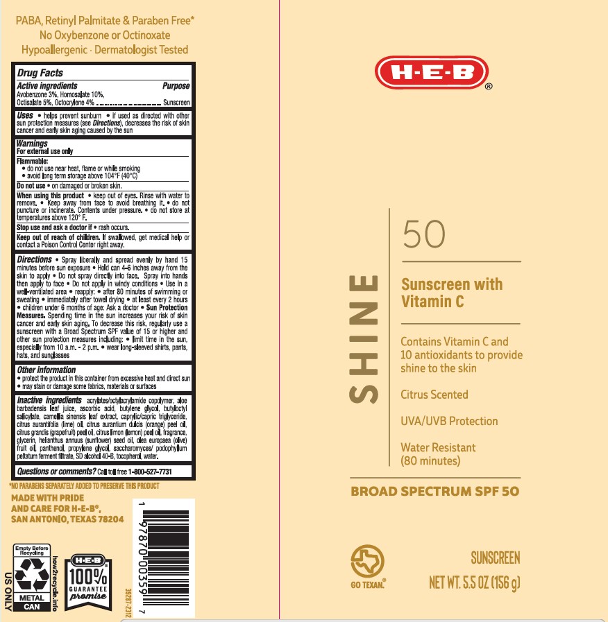 Pill image for Heb Spf 50 Shine Sunscreen With Vitamin C Continuous Sunscreen Spray