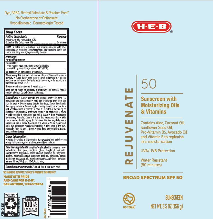 Pill image for Heb Spf 50 Rejuvenate Sunscreen With Moisturizing Oils And Vitamins Continuous Sunscreen Spray