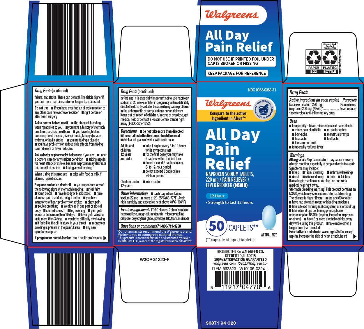 Pill image for Walgreen Co. All Day Pain Relief Drug Facts