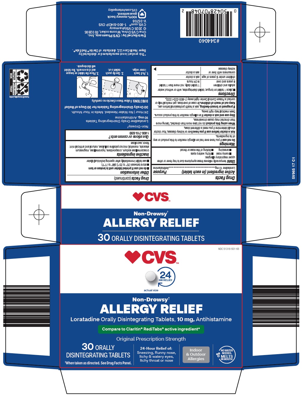 Pill image for Cvs Pharmacy, Inc. Allergy Relief Drug Facts