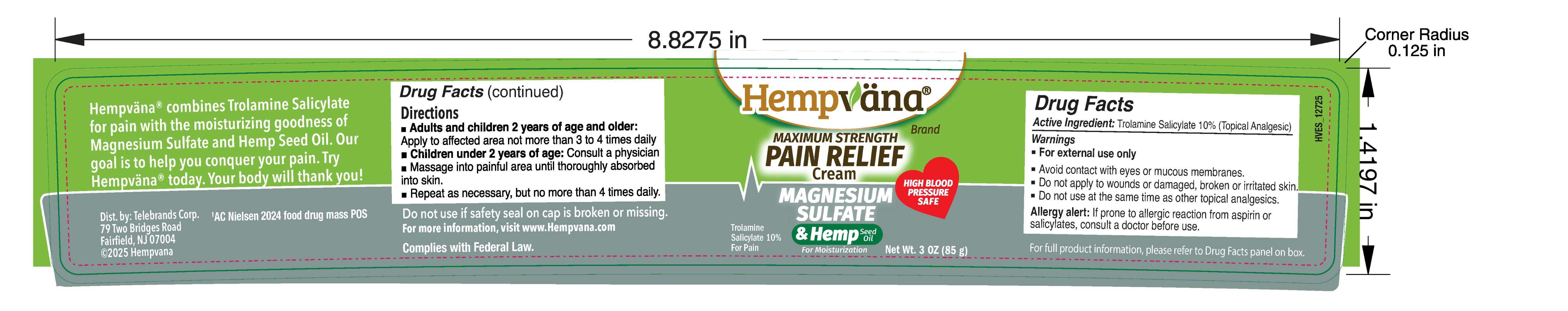 Pill image for Hempvana Maximum Strength Pain Relief Cream 10% Trolamine Salicylate