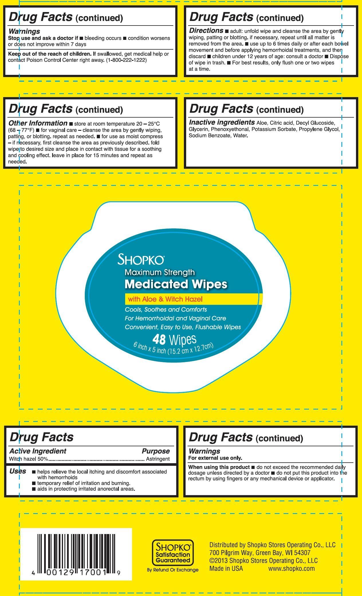 Pill image for Shopko Maximum Strength Medicated Wipes
