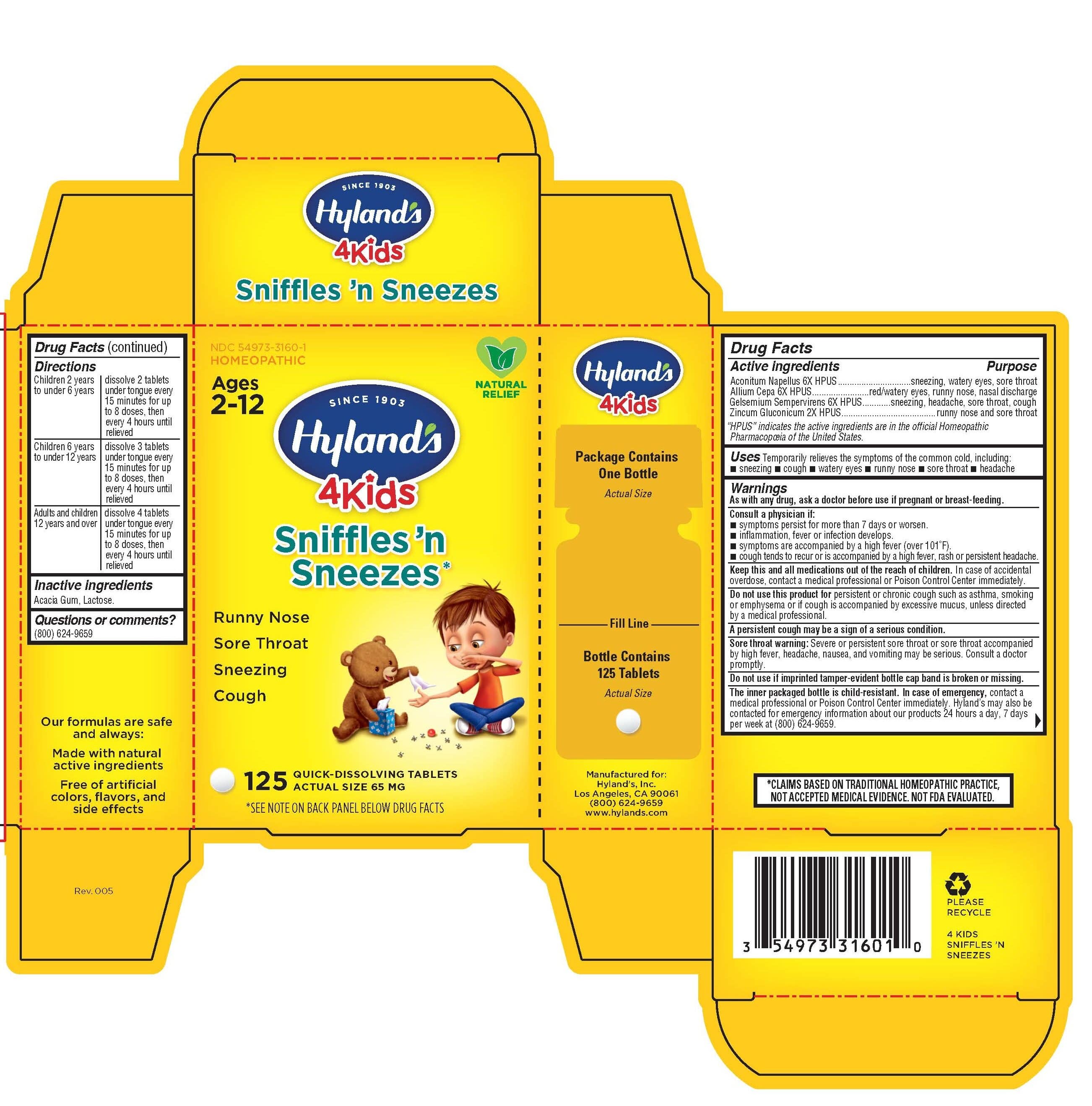 Pill image for Hyland's 4 Kids Sniffles'n Sneezes