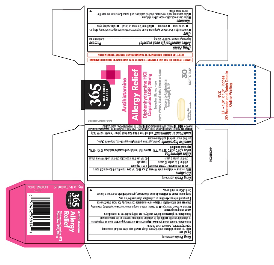 Pill image for Whole Foods-diphenhydramine Hydrochloride Capsules, 25 Mg-dye Free