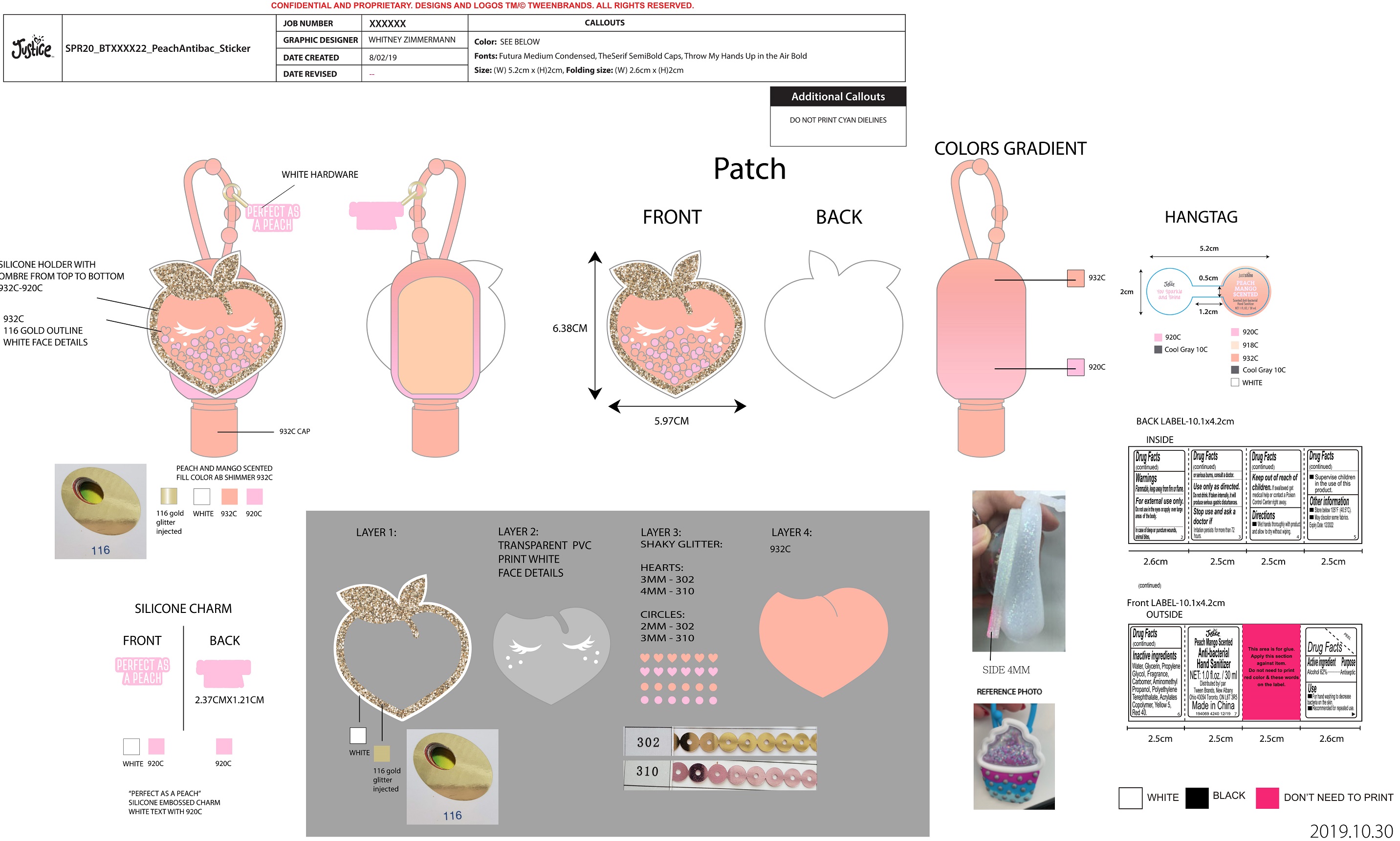 Pill image for justice rainbow peach mango scented anti-bacterial hand sanitizer