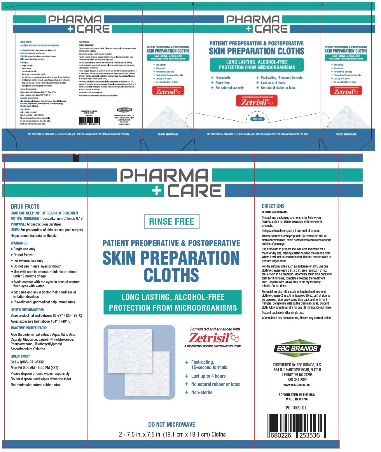 Pill image for pharma + care patient preoperative & postoperative skin preparation cloths