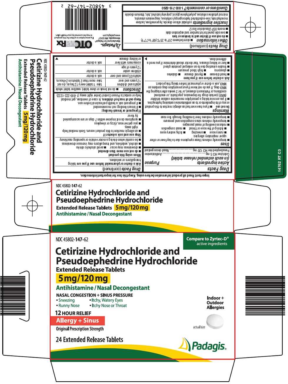 Pill image for Perrigo Cetirizine Hydrochloride And Pseudoephedrine Hydrochloride Drug Facts