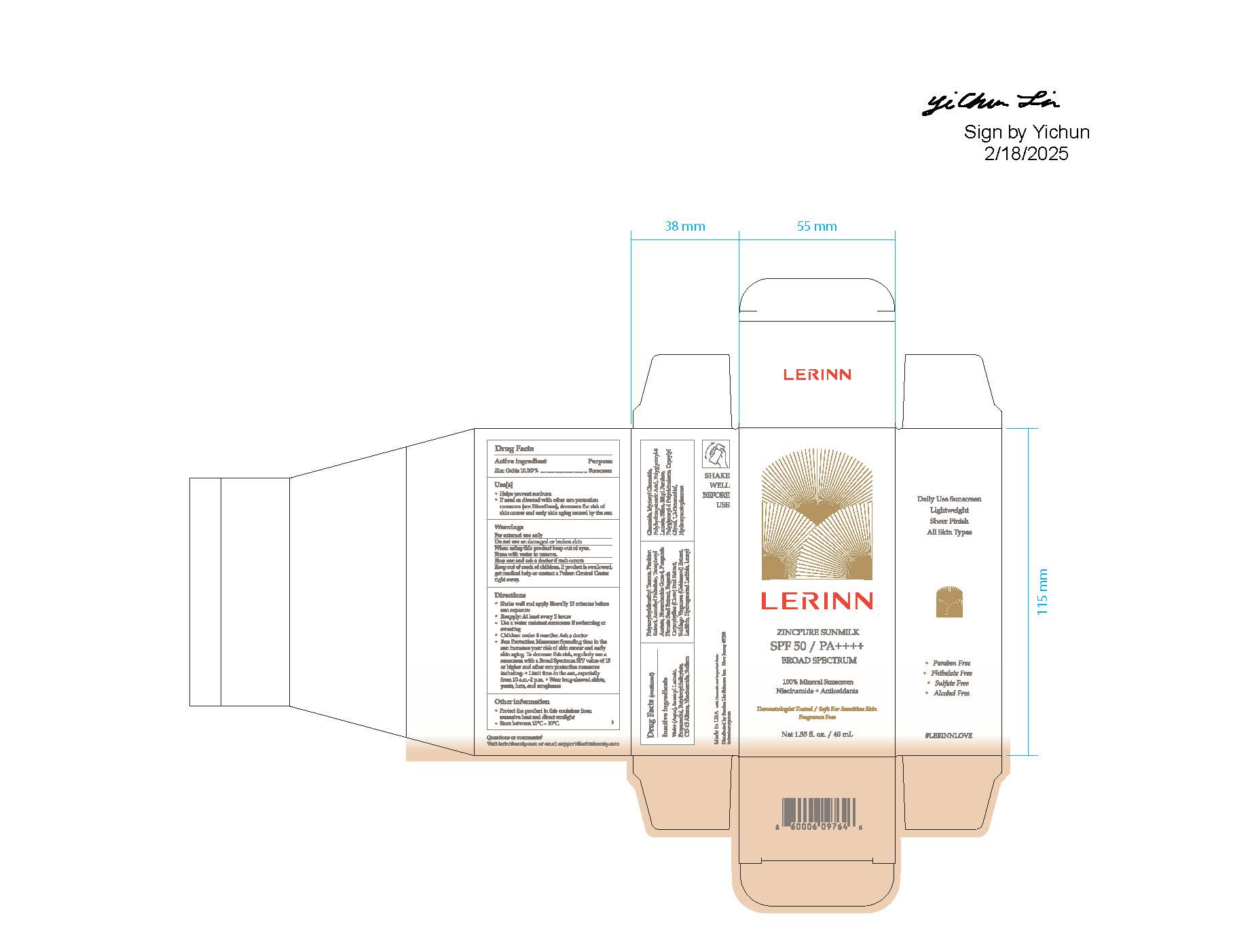 Pill image for lerinn zincpure sunmilk spf 50