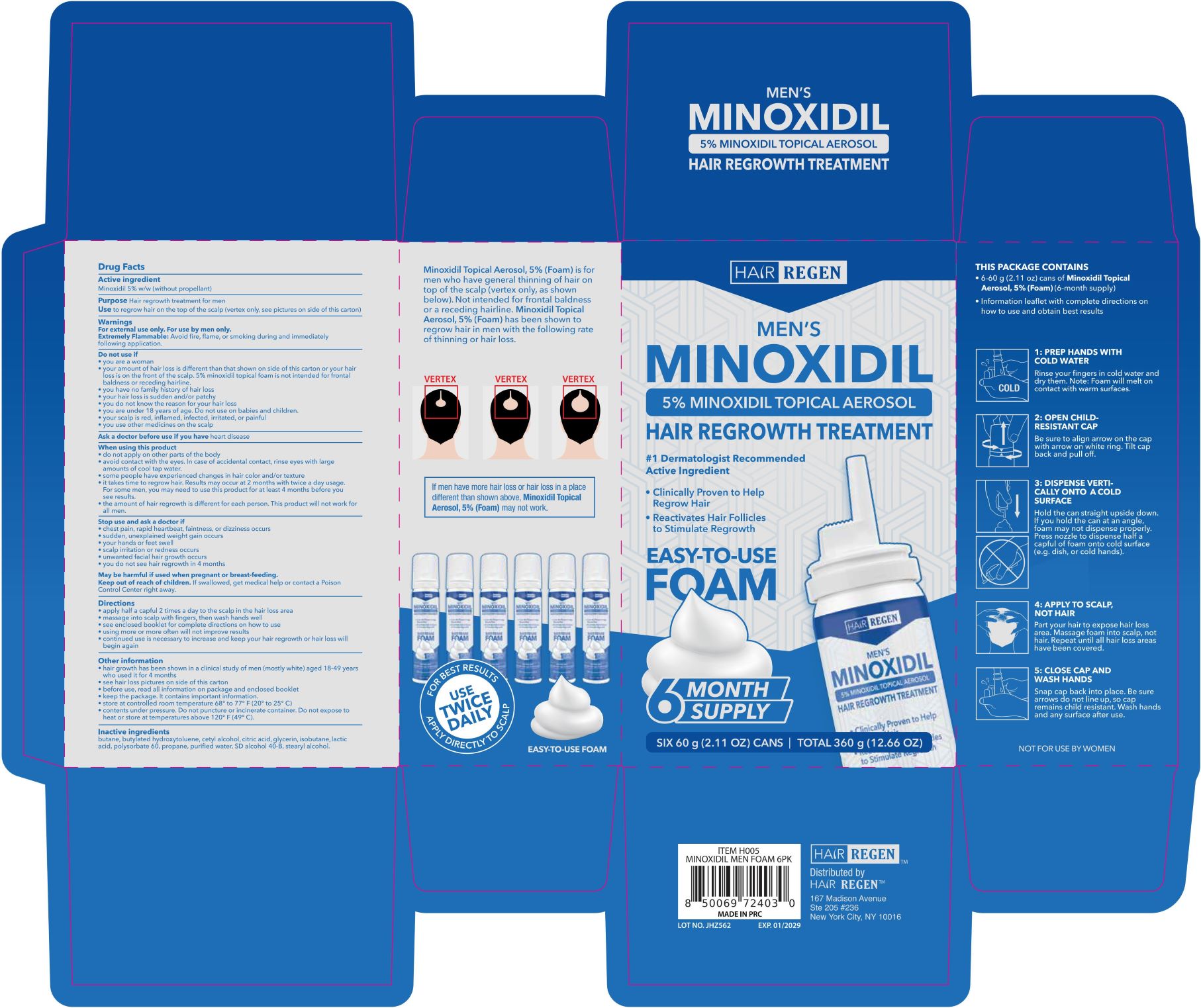 Pill image for Minoxidil 5% For Hair Regen Mens Foam Minoxidil 6 Pk