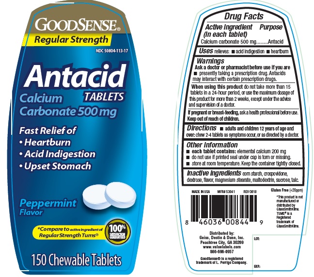 Pill image for goodsense regular strength antacid peppermint chewable tablets