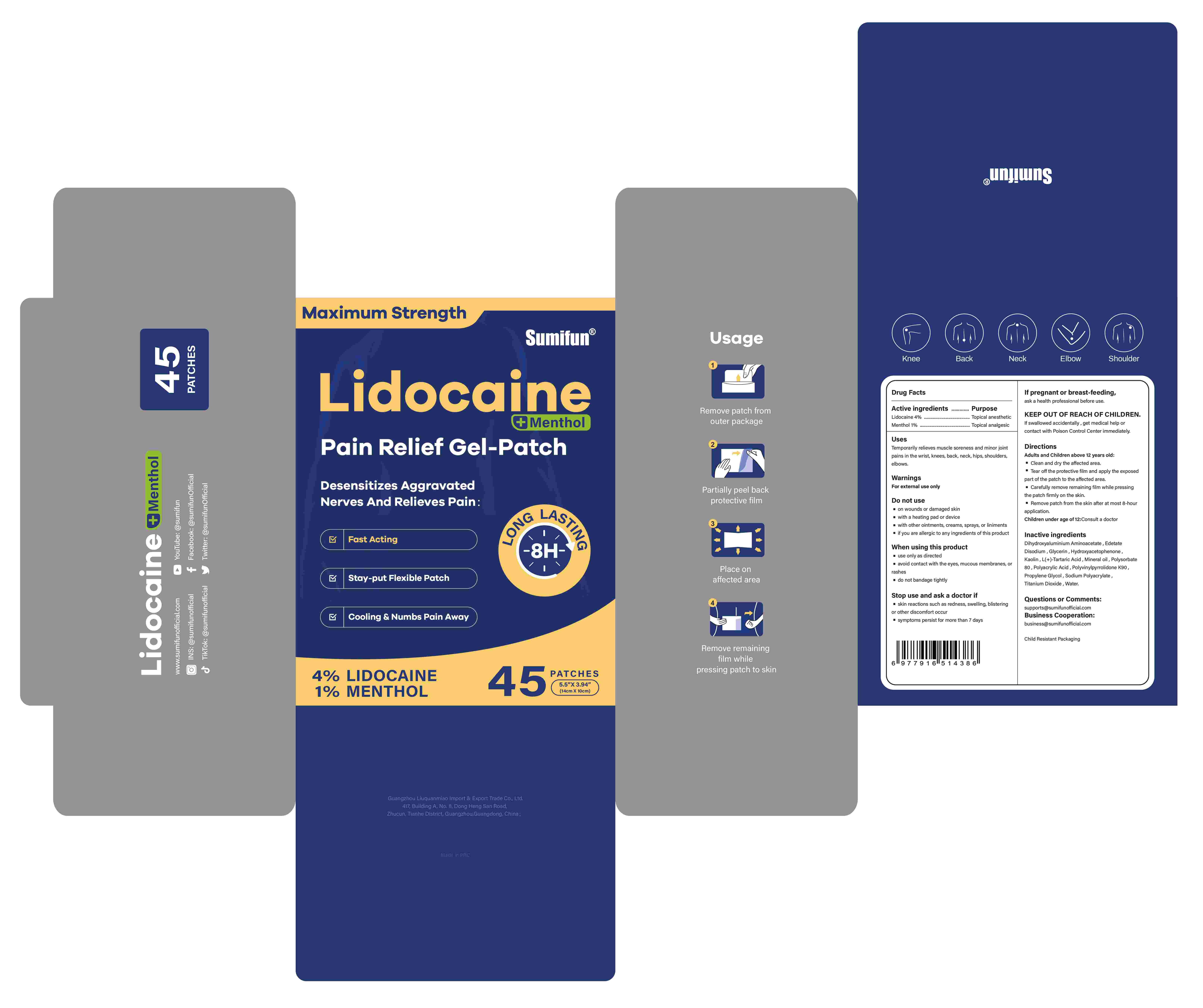 Pill image for Liuquanmiao, Lidocaine+menthol Pain Relief Gel-patch, Lidocaine 4%, Menthol 1%, 15 Patches