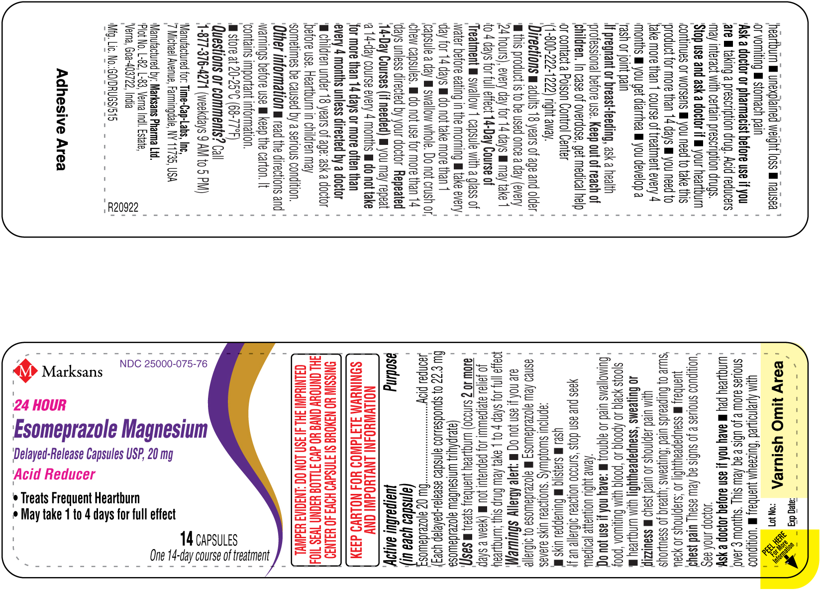 Pill image for Esomeprazole Magnesium Delayed-release Capsules Usp 20 Mg