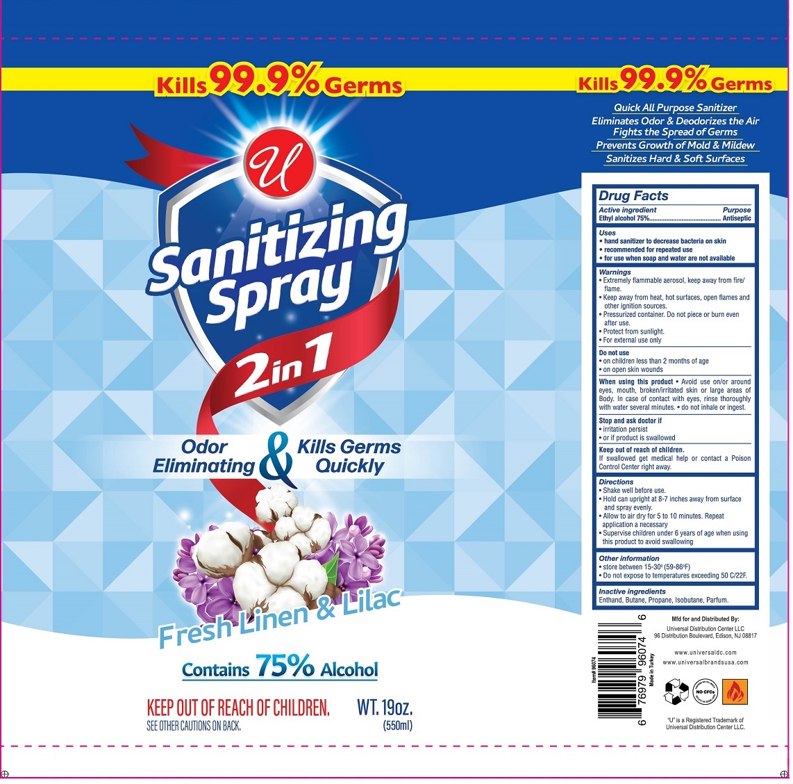 Pill image for Universal Sanitizing Spray Fresh Linen & Lilac