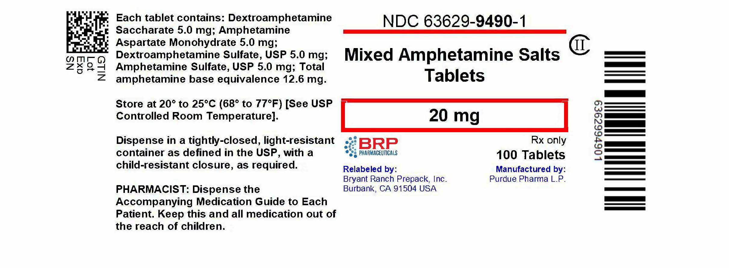 Pill image for Dextroamphetamine Saccharate, Amphetamine Aspartate, Dextroamphetamine Sulfate, And Amphetamine Sulfate Tablets, Cii