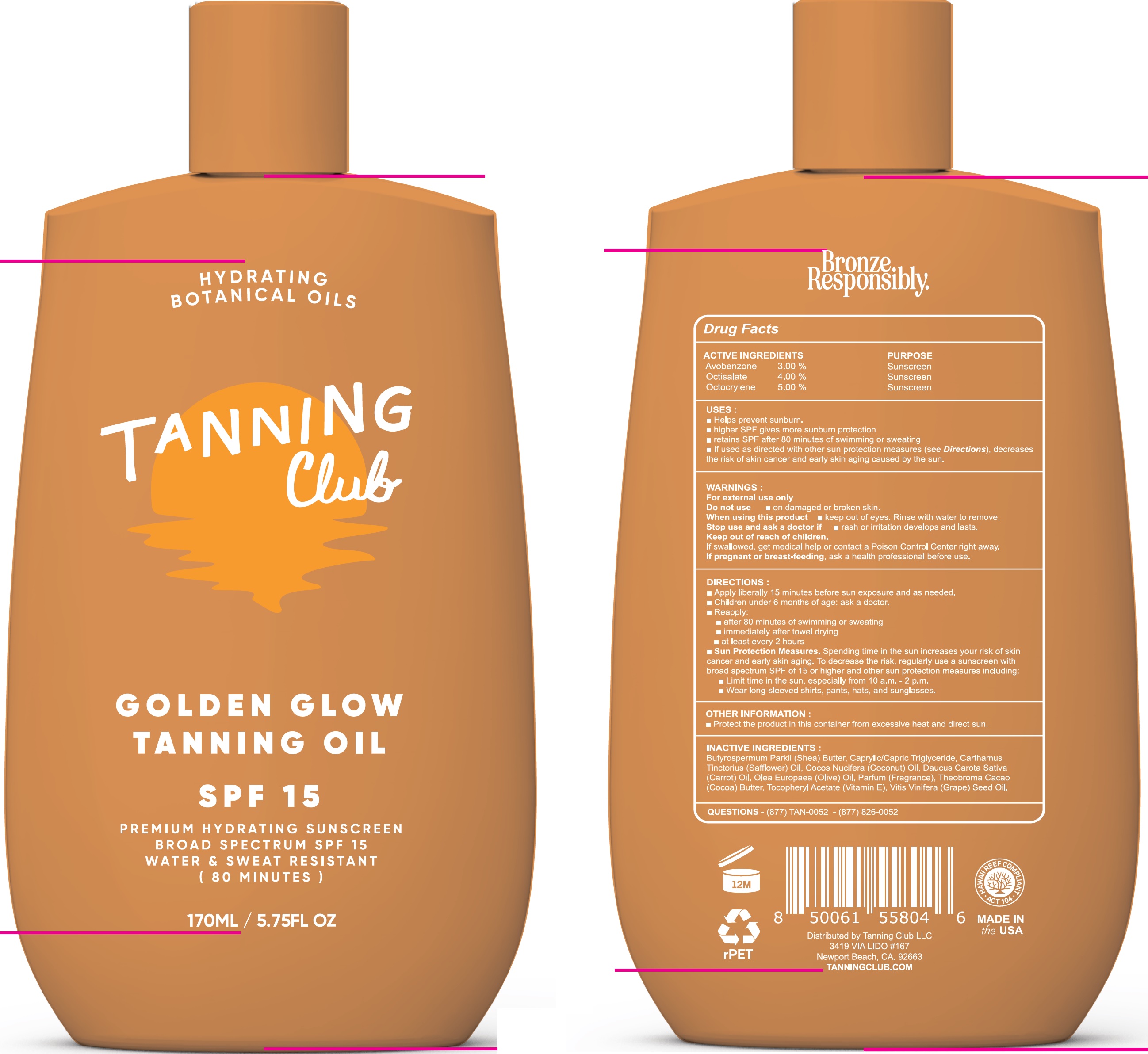 Pill image for Tanning Club Golden Glow Tanning Oil Spf 15