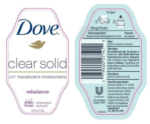 Pill image for Dove Clear Solid Rebalance Antiperspirant Deodorant