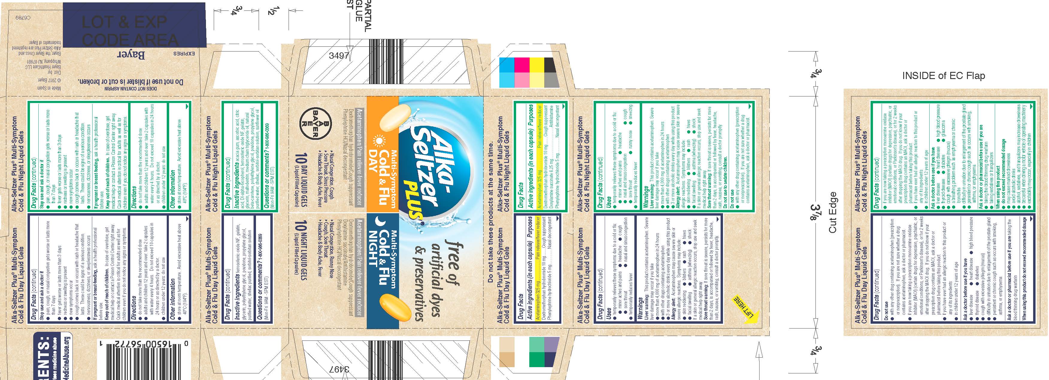 Pill image for Alka-seltzer Plus Multi-symptom Cold & Flu Day And Night Liquid Gels