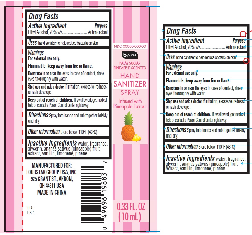 Pill image for B-pure Hand Sanitizer Spray, Palm Sugar Pineapple Scented