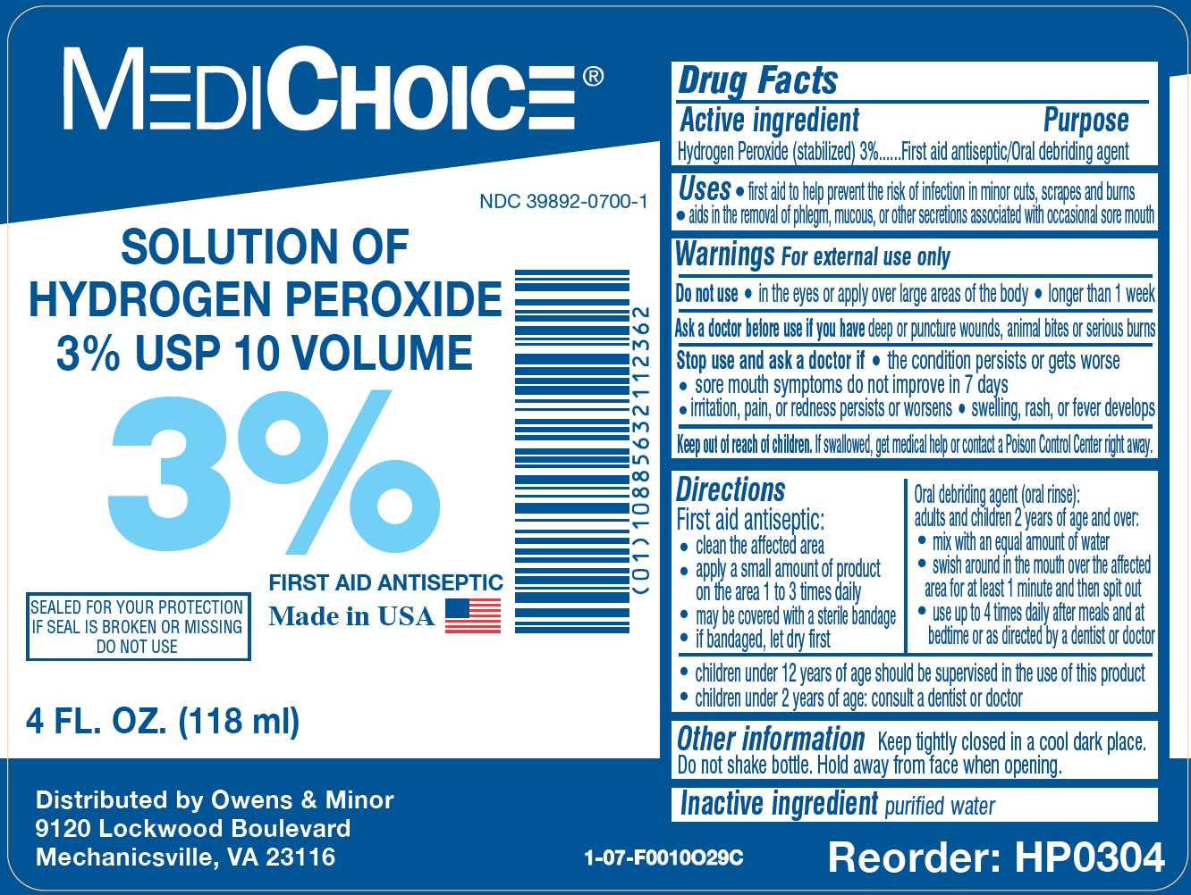 Pill image for Medichoice Solution Of Hydrogen Peroxide 3% Usp 10 Volume
