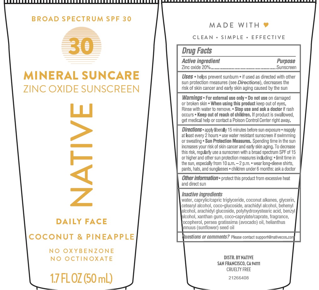 Pill image for Native Daily Face Lotion Mineral Suncare Broad Spectrum Spf 30 Coconut And Pineapple