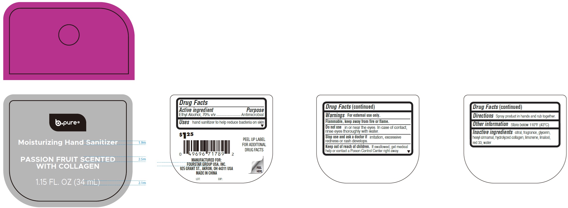 Pill image for B-pure Moisturizing Hand Sanitizer, Passion Fruit Scented With Collagen