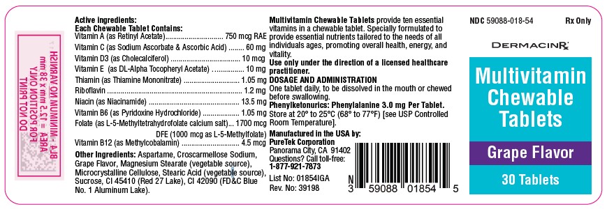 Pill image for 59088-018 Multivitamin Chewable Tablets