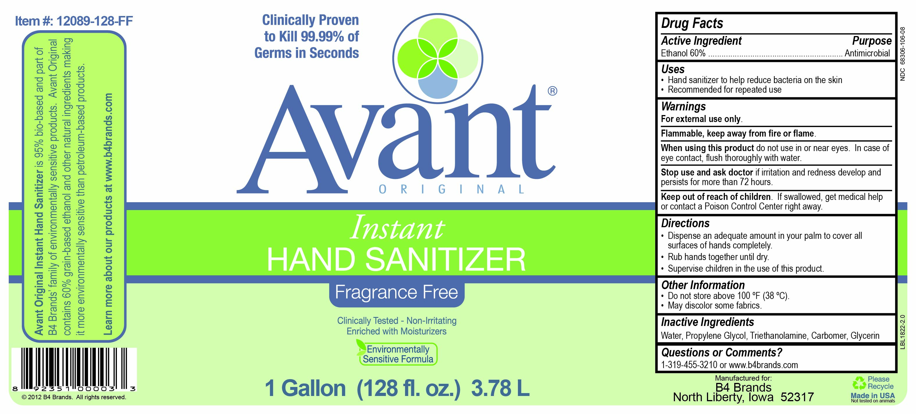 Pill image for B4 Brands: Avant Original - Fragrance Free Instant Hand Sanitizer