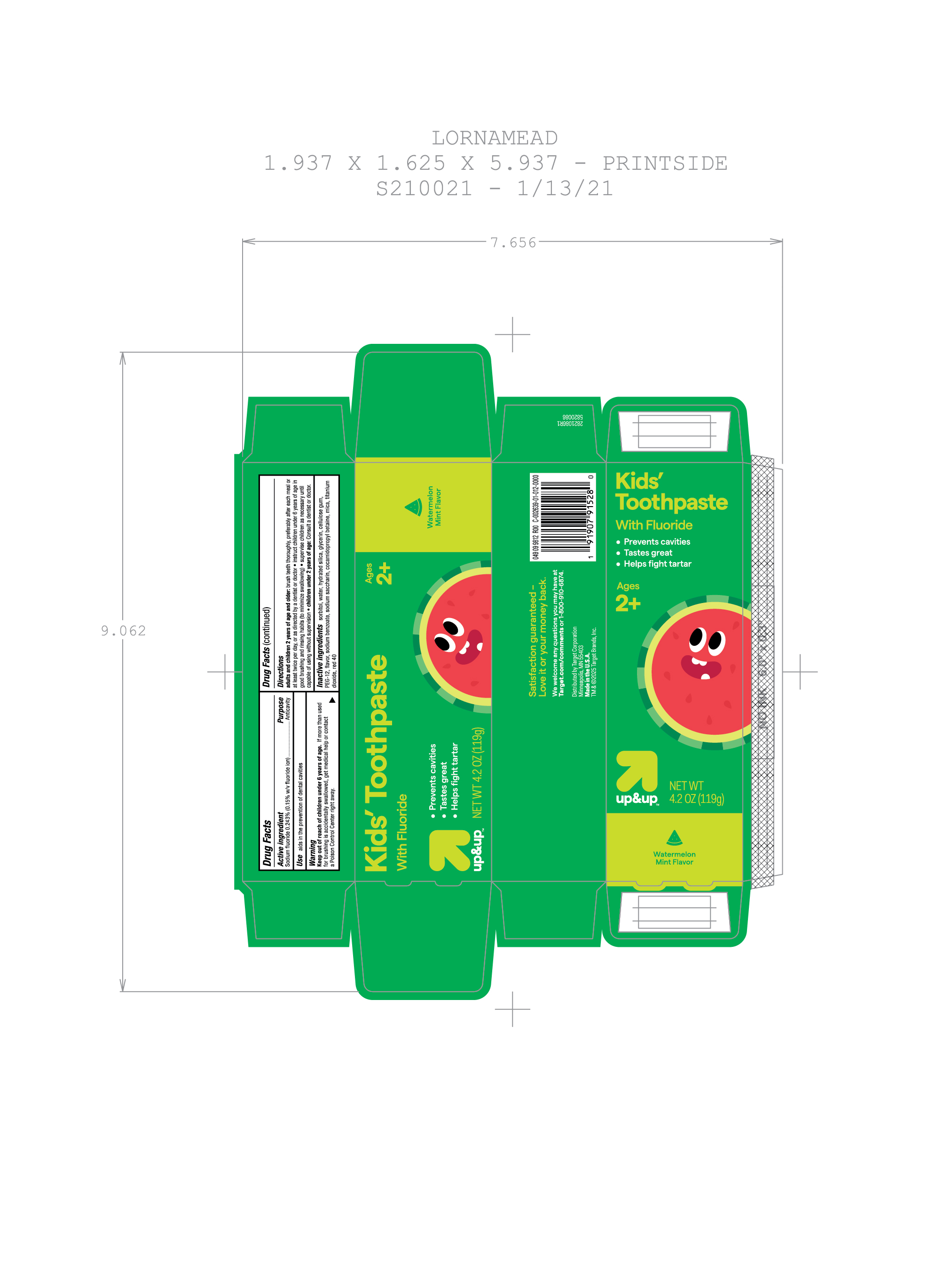 Pill image for 5820086 Target Up&up Kids Watermelon Mint (80-15188)