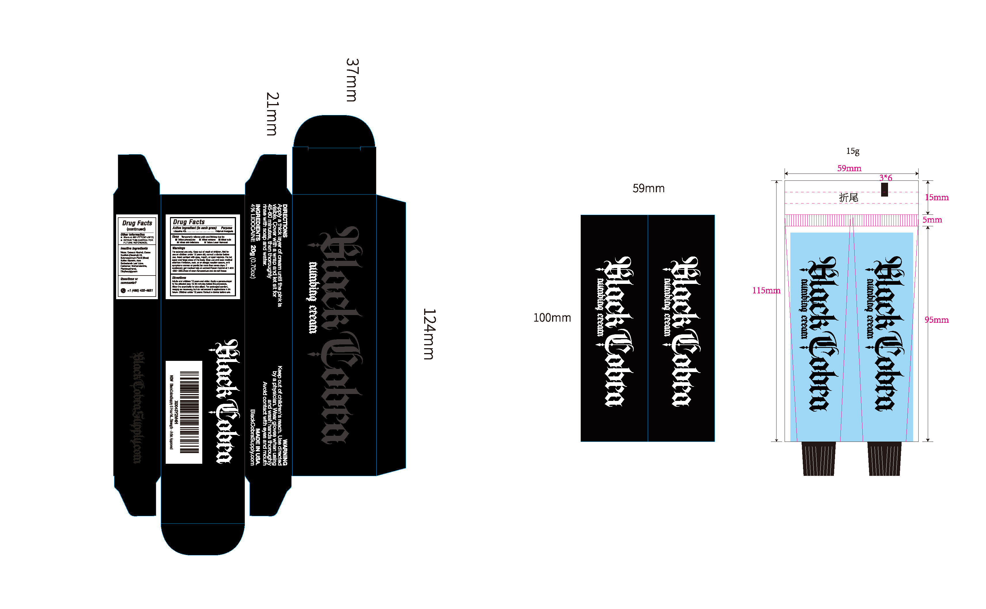 Pill image for 84938-002 Black Cobra Tattoo Numbing Cream 4% Lidocaine