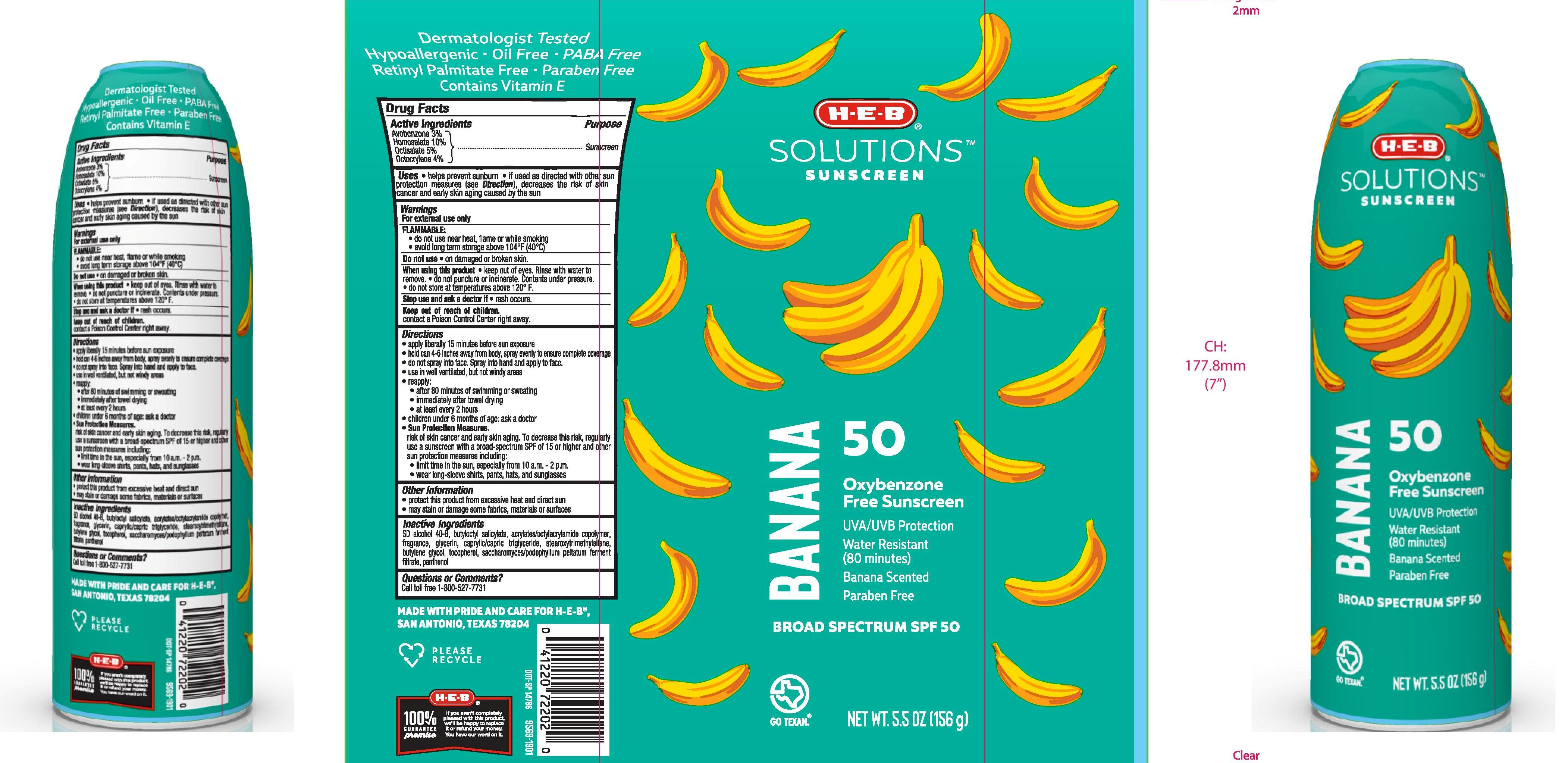 Pill image for H-e-b Solutions Sunscreen Banana Spf 50 Continuous Spray