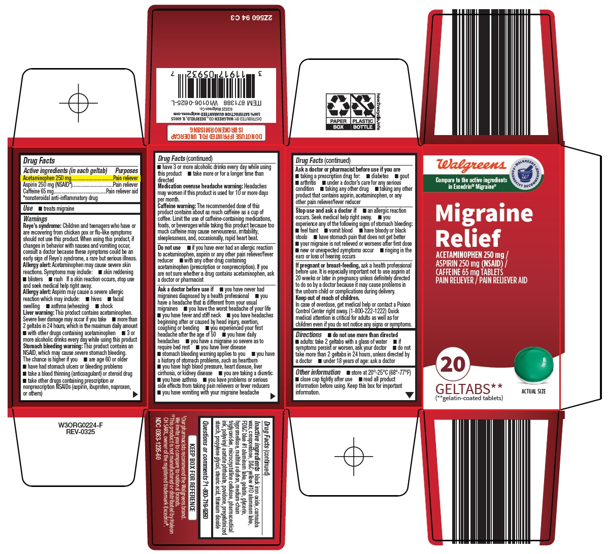 Pill image for Walgreen Co. Migraine Relief Drug Facts