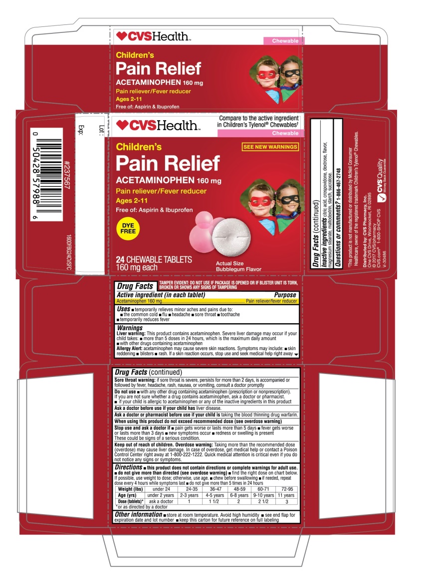Pill image for Children’s Pain Relief Acetaminophen 160mg Dye Free Bubblegum Flavor Chewable Tablets