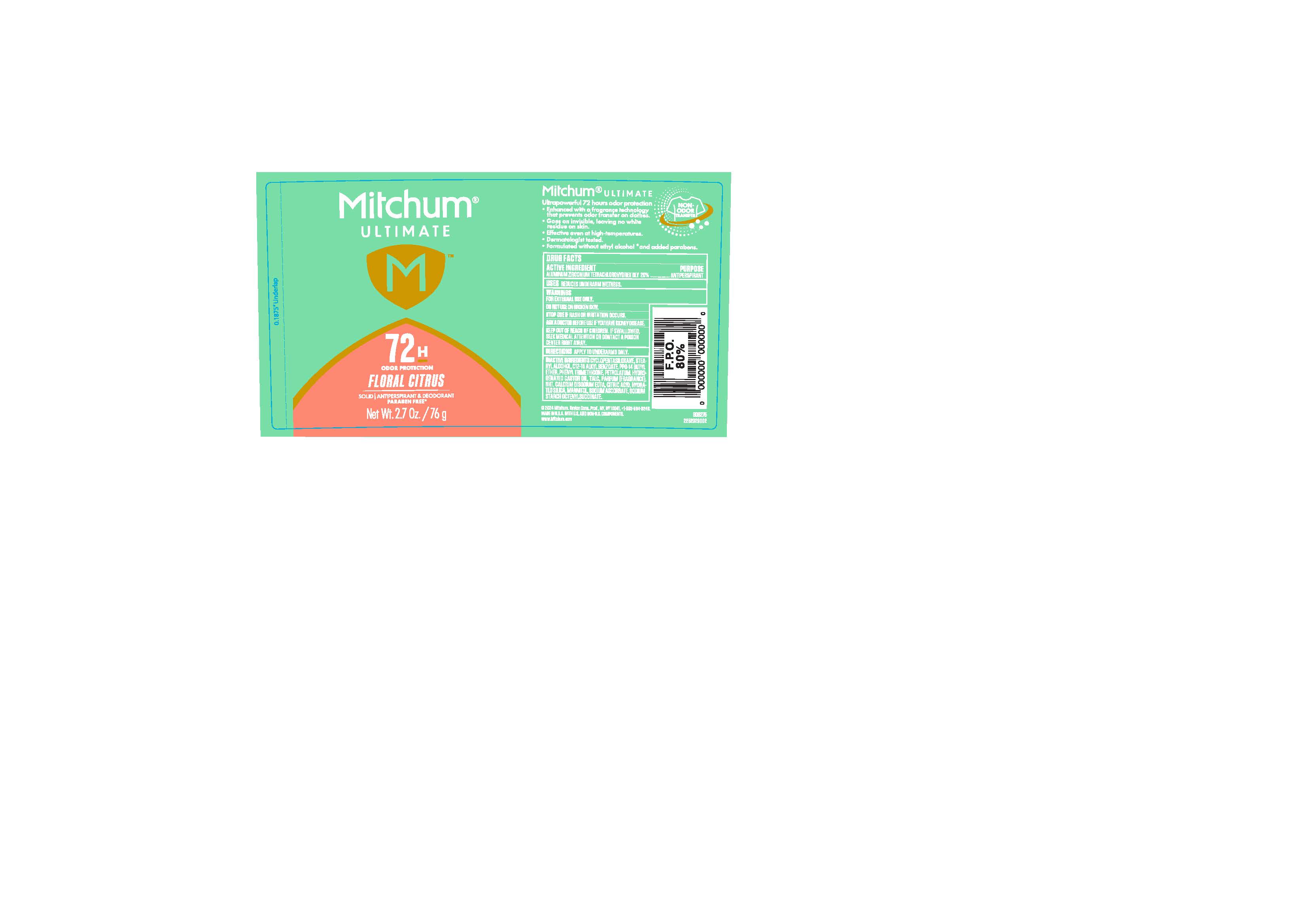 Pill image for Mitchum Ultimate - 72 Hour Protection - Floral Citrus Solid - Apdeo