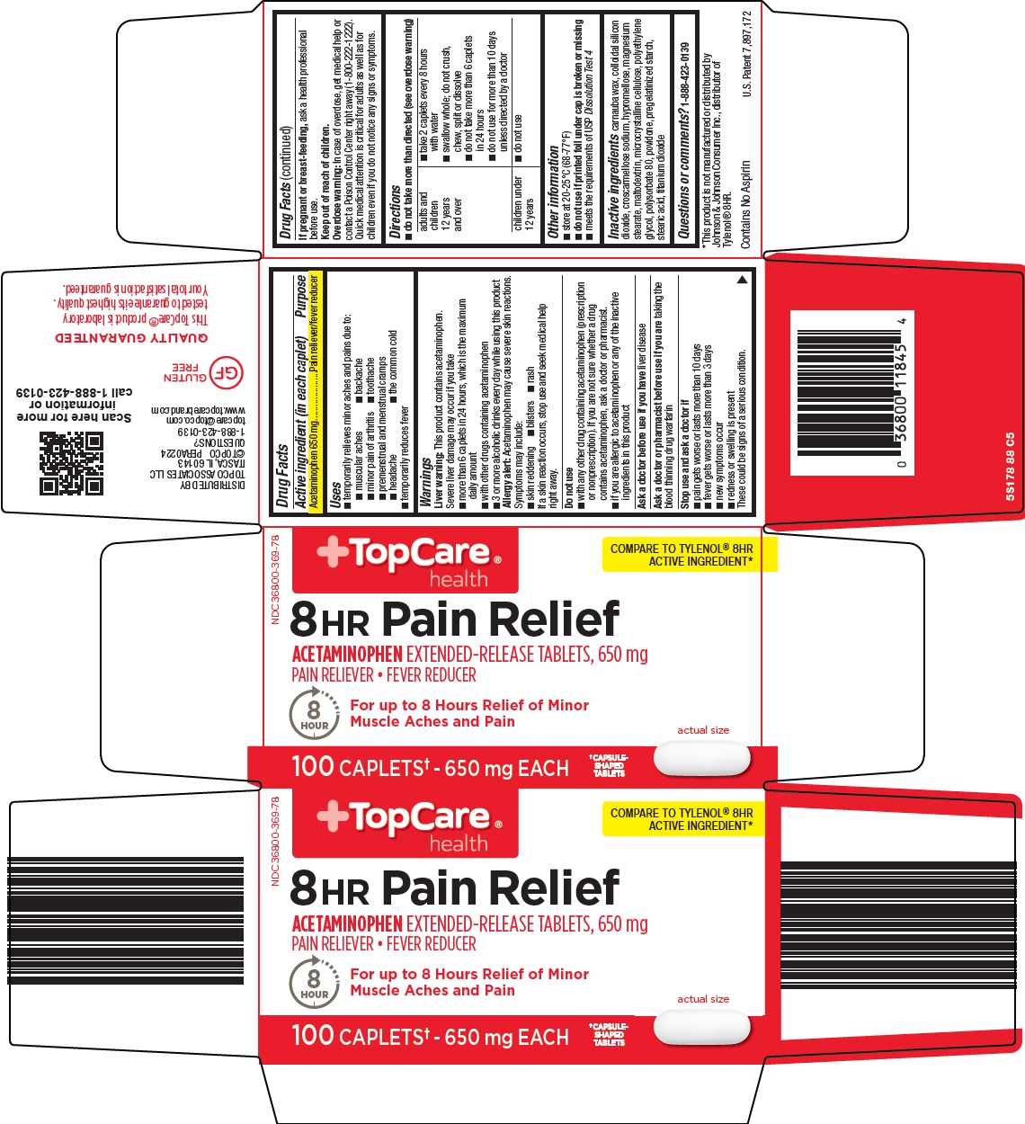 Pill image for Topco Associates Llc. 8 Hour Pain Relief Drug Facts