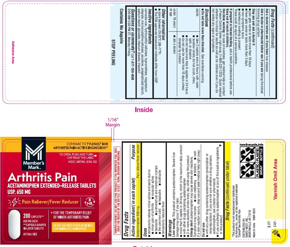 Pill image for Sams Club Acetaminophen Extended Release Tablets Usp 650 Mg