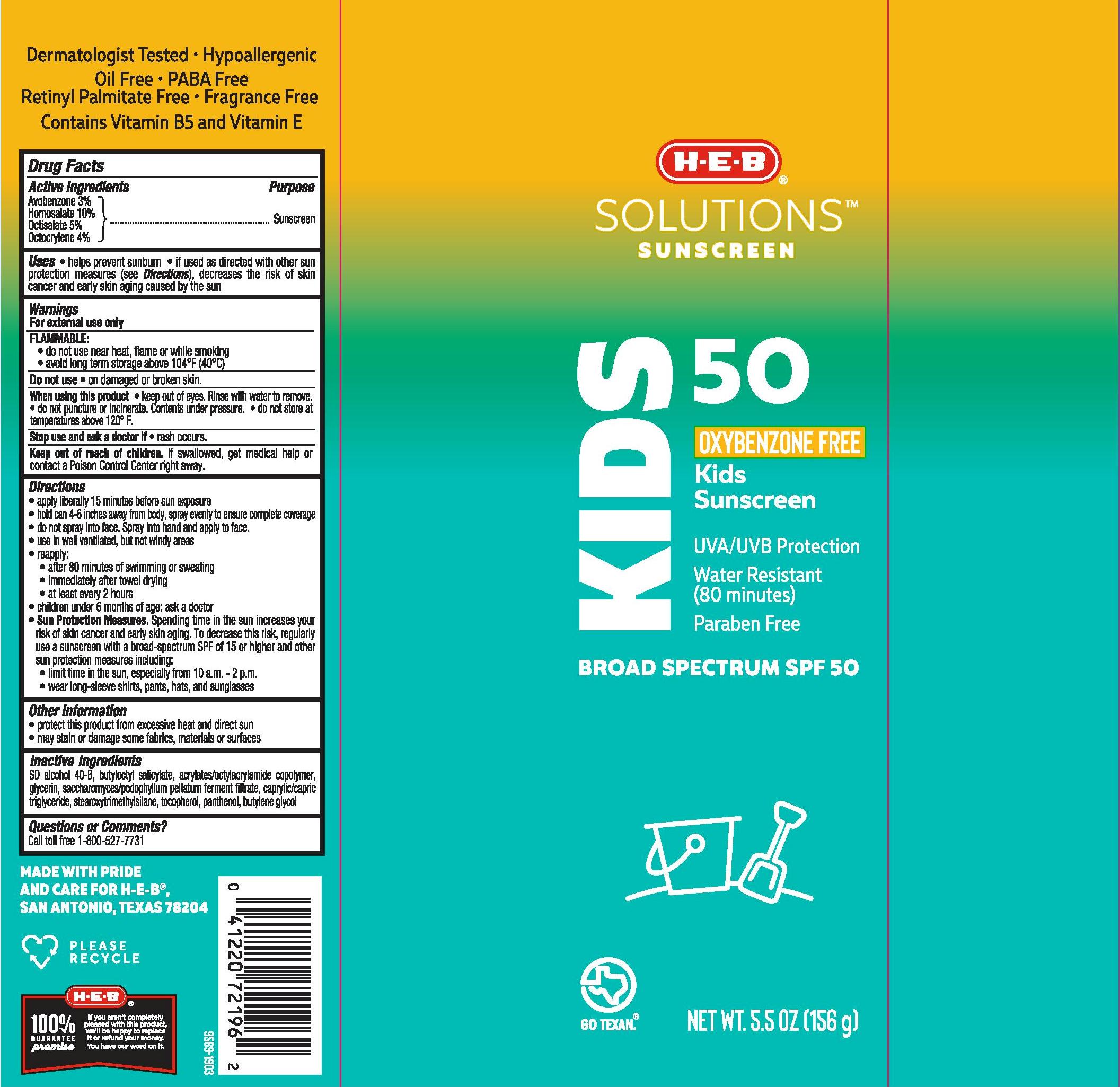 Pill image for H-e-b Solutions Sunscreen Kids Spf 50 Continuous Spray