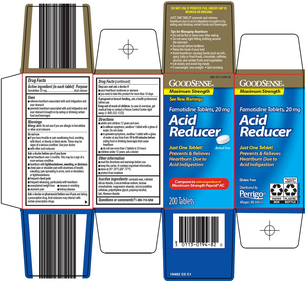 Pill image for Perrigo Acid Reducer Drug Facts