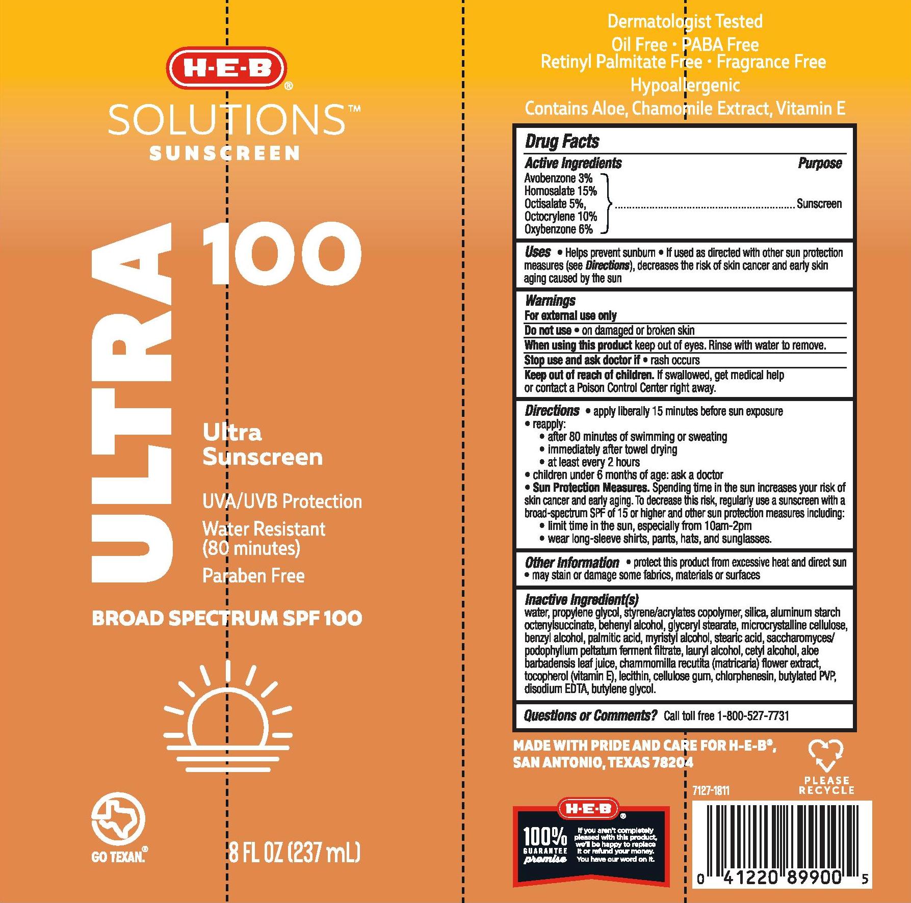 Pill image for Heb Solutions Sunscreen Ultra 100 Lotion