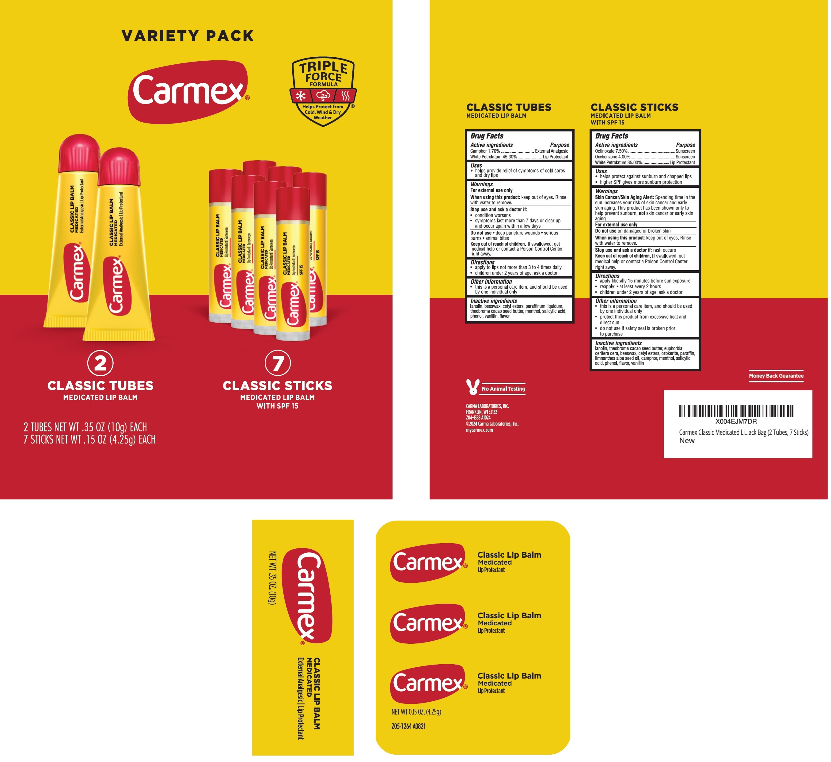Pill image for Carmex Variety Pack Classic Medicated Lip Balm Lip Balm Spf 15