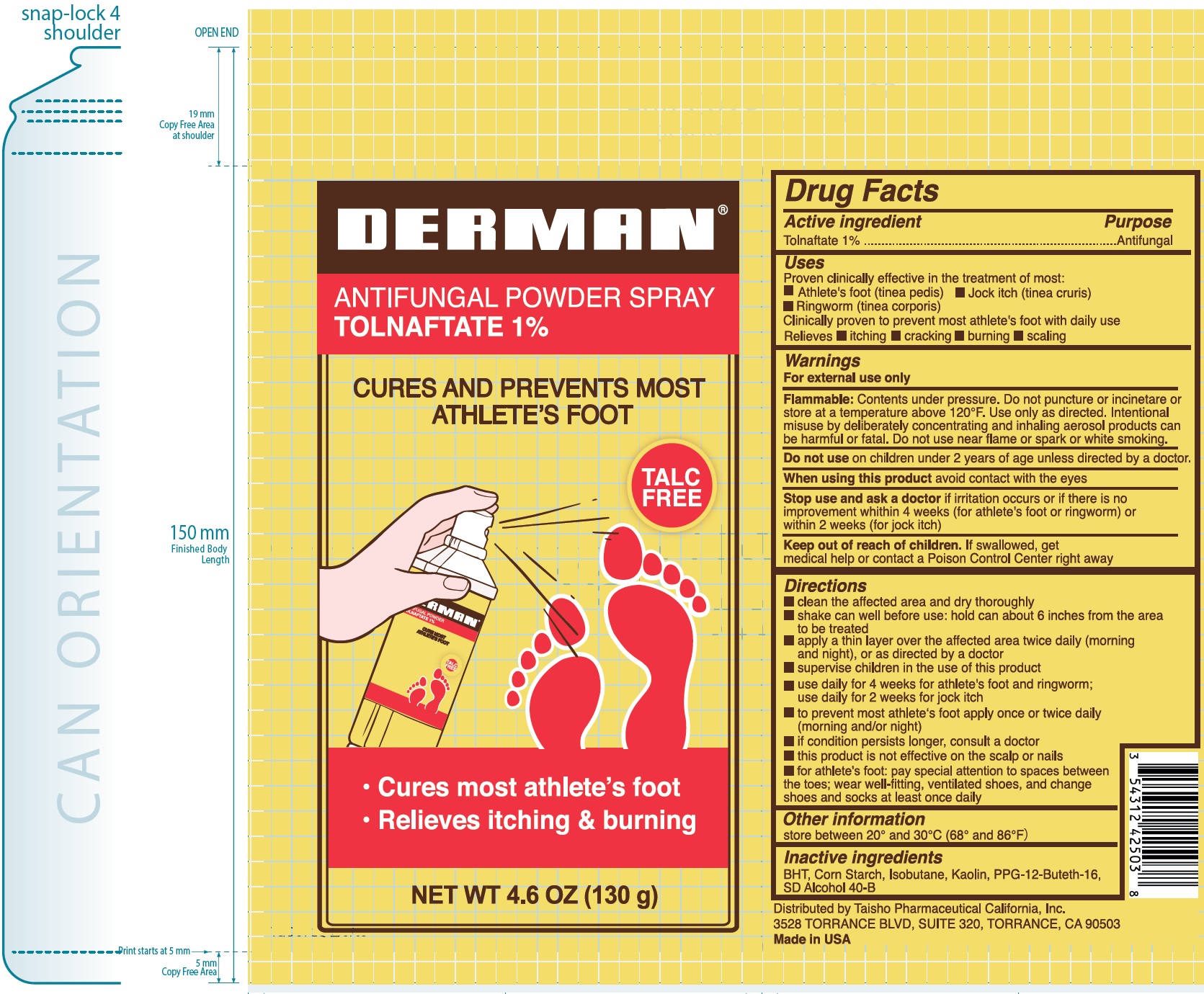 Pill image for derman antifungal powder spray tolnaftate